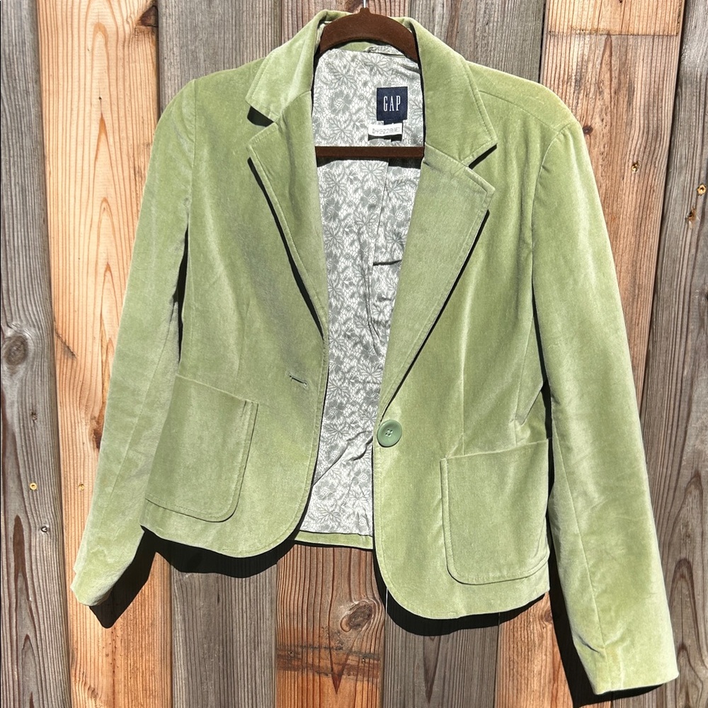 GAP Light Green Velvet Blazer